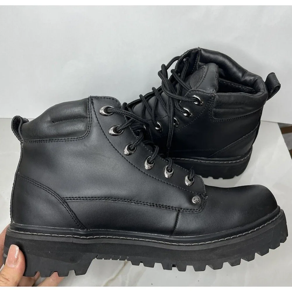 Skechers Utility BLACK Leather Work Boots Men Sz 11 4473